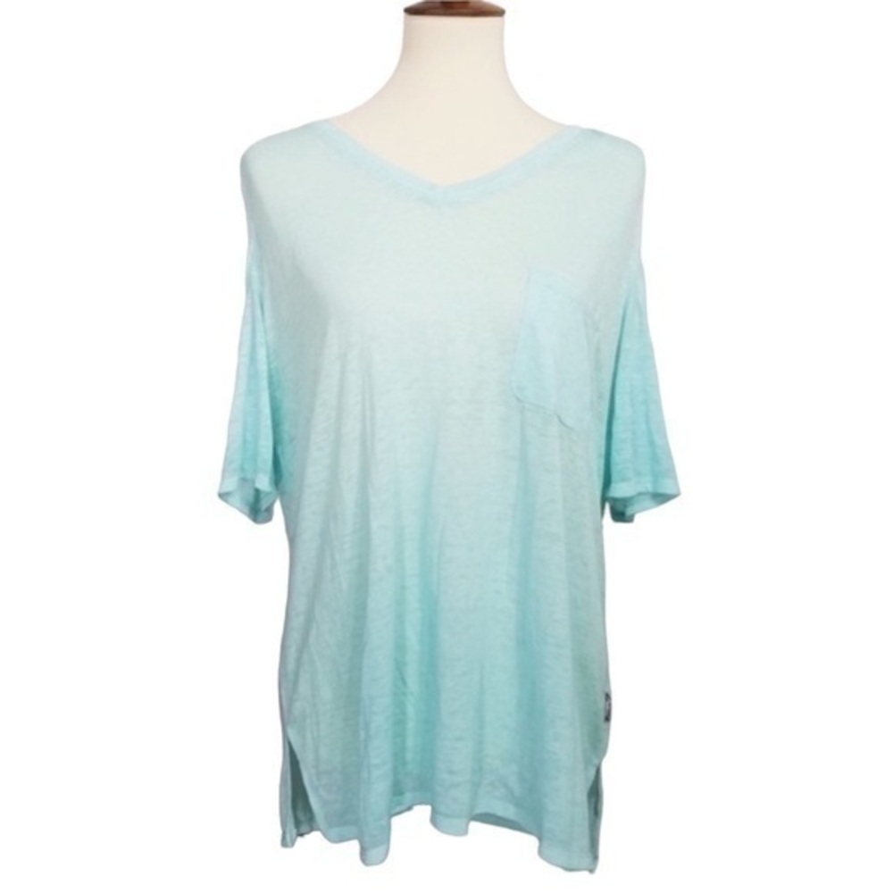 SEVEN7 mint green cold shoulder pocket tee shirt